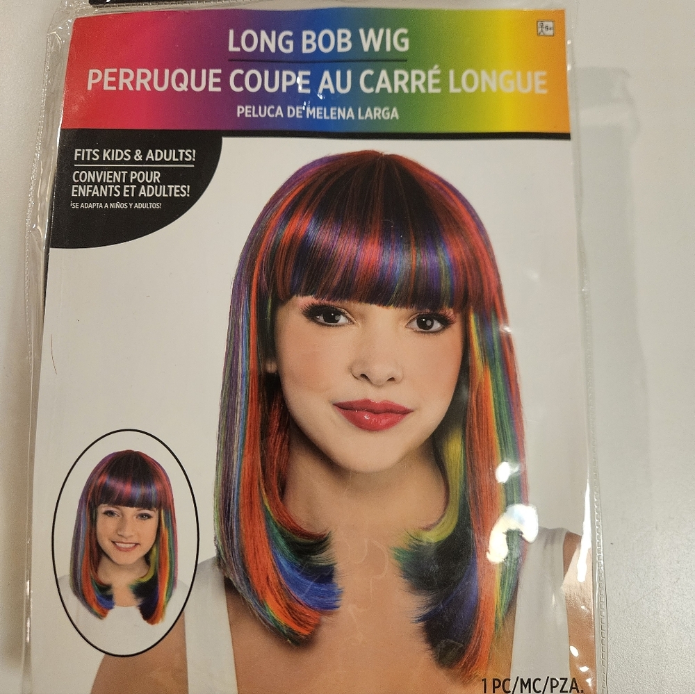 Rainbow Long Bob Wig For Pride Or Halloween!